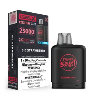 FLAVOUR BEAST LEVEL X LEVEL X FLAVOUR BEAST POD 25K ON SIC STRAWBERRY ICED