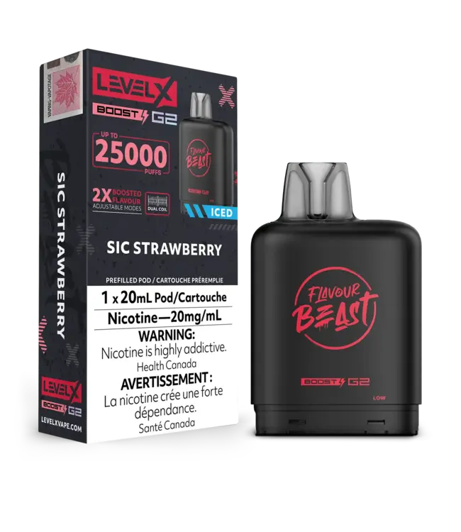 LEVEL X FLAVOUR BEAST POD 25K ON SIC STRAWBERRY ICED