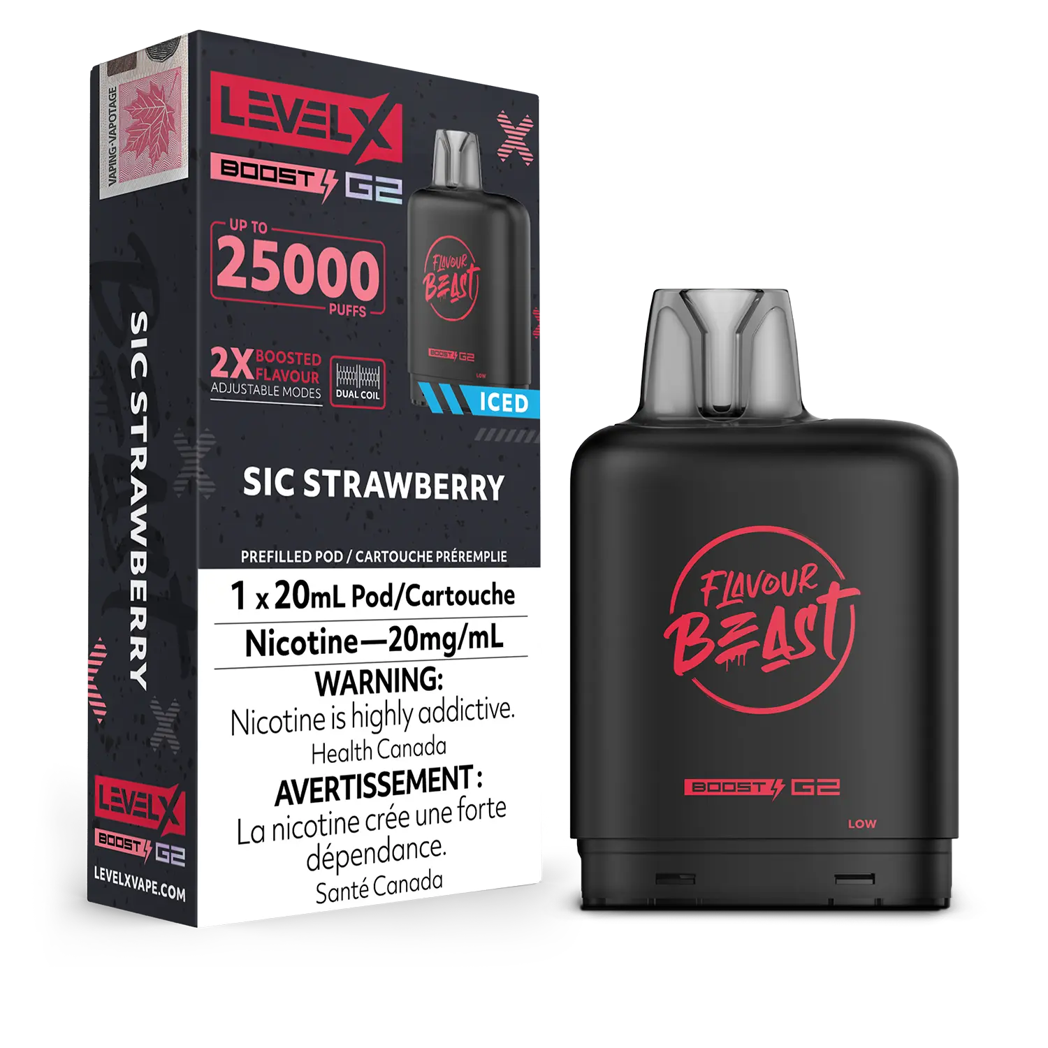 LEVEL X FLAVOUR BEAST POD 25K ON SIC STRAWBERRY ICED