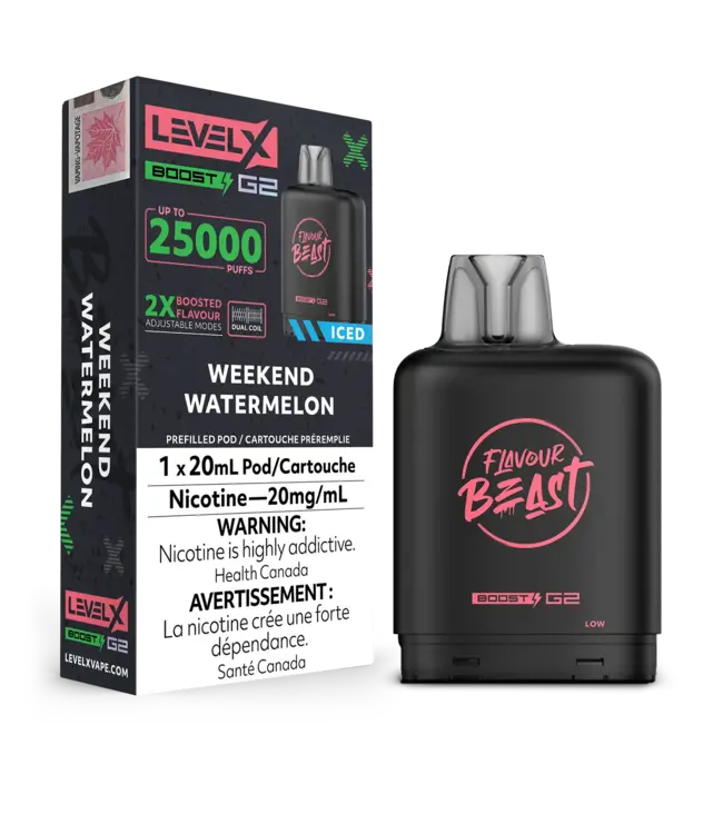 LEVEL X FLAVOUR BEAST POD 25K ON WEEKEND WATERMELON ICED