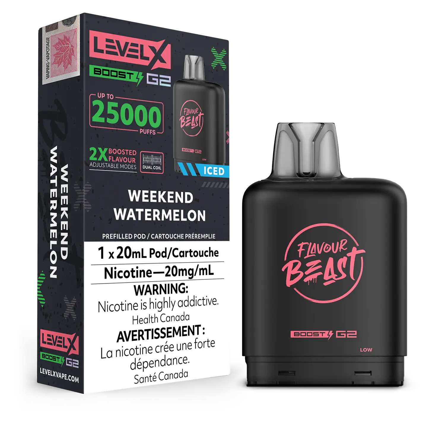LEVEL X FLAVOUR BEAST POD 25K ON WEEKEND WATERMELON ICED