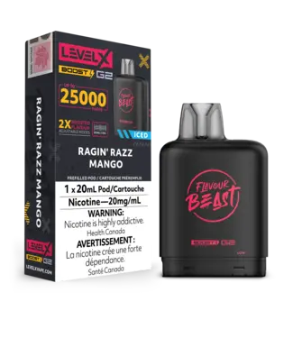 FLAVOUR BEAST LEVEL X LEVEL X FLAVOUR BEAST POD 25K ON RAGIN' RAZZ MANGO
