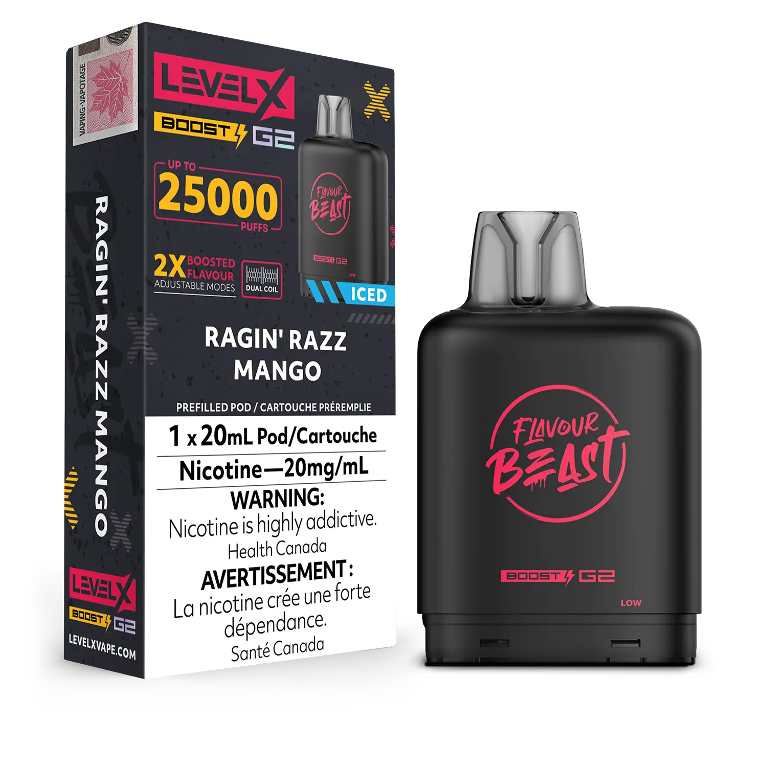 LEVEL X FLAVOUR BEAST POD 25K ON RAGIN' RAZZ MANGO