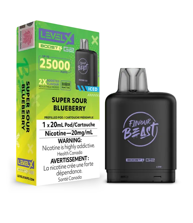 LEVEL X FLAVOUR BEAST POD 25K ON SUPER SOUR BLUEBERRY ICED