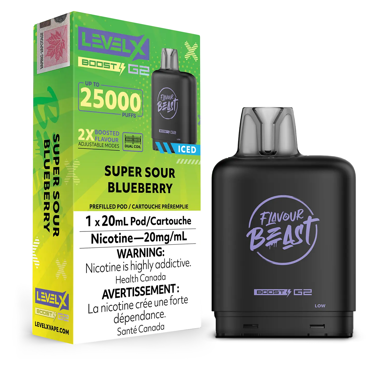 LEVEL X FLAVOUR BEAST POD 25K ON SUPER SOUR BLUEBERRY ICED