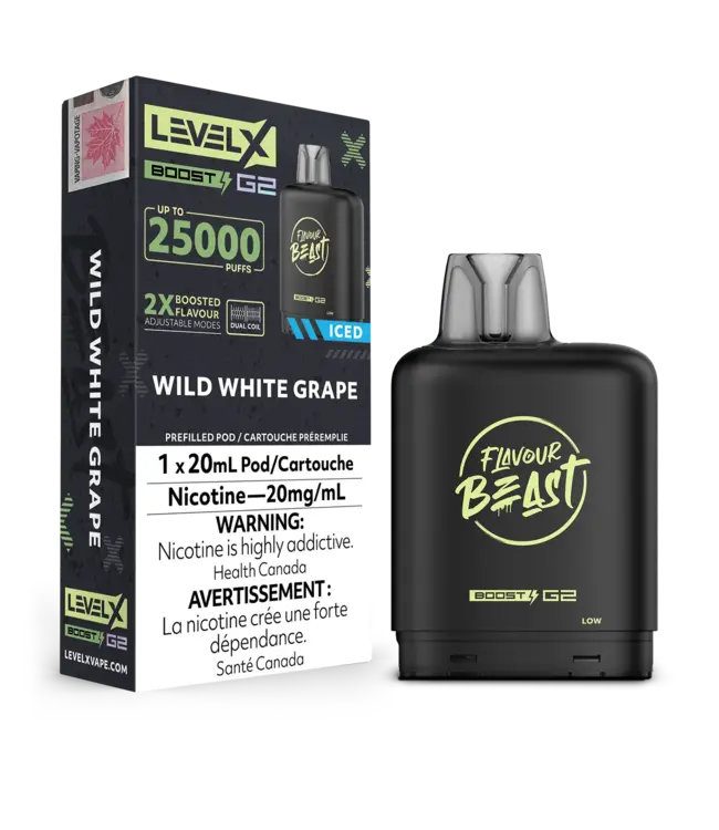 LEVEL X FLAVOUR BEAST POD 25K ON WILD WHITE GRAPE ICED