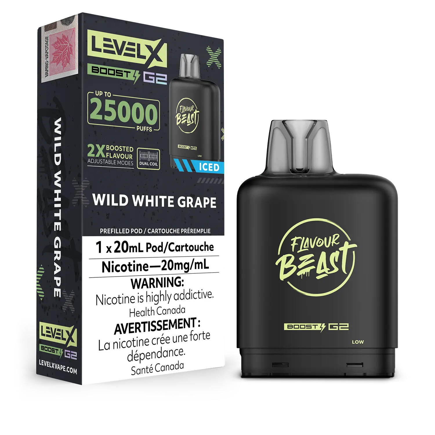 LEVEL X FLAVOUR BEAST POD 25K ON WILD WHITE GRAPE ICED