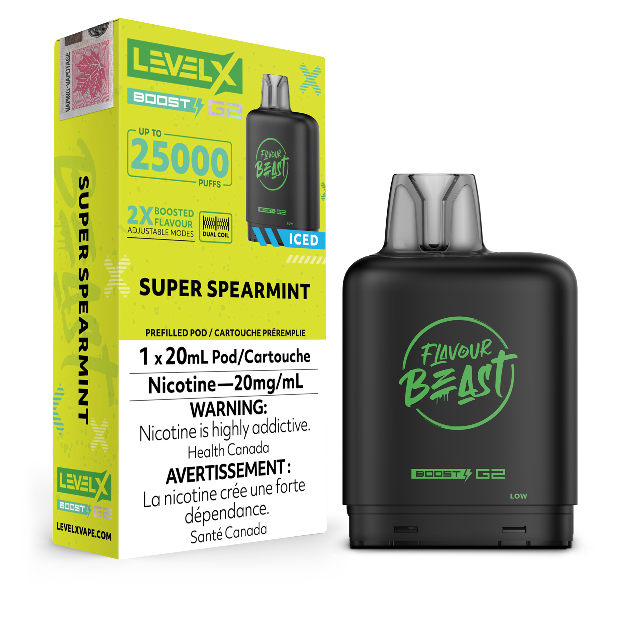 LEVEL X FLAVOUR BEAST POD 25K ON SUPER SPEARMINT