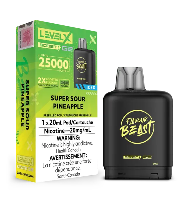 LEVEL X FLAVOUR BEAST POD 25K ON SUPER SOUR PINEAPPLE ICED