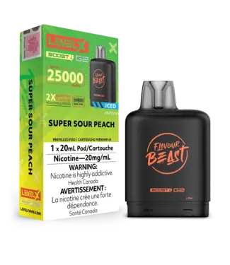 FLAVOUR BEAST LEVEL X LEVEL X FLAVOUR BEAST POD 25K ON SUPER SOUR PEACH ICED