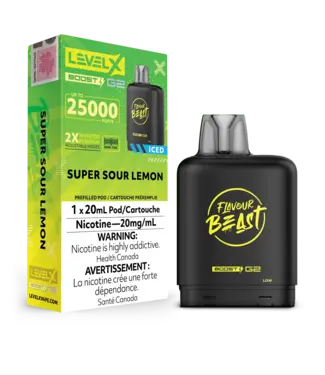 FLAVOUR BEAST LEVEL X LEVEL X FLAVOUR BEAST POD 25K ON SUPER SOUR LEMON ICED
