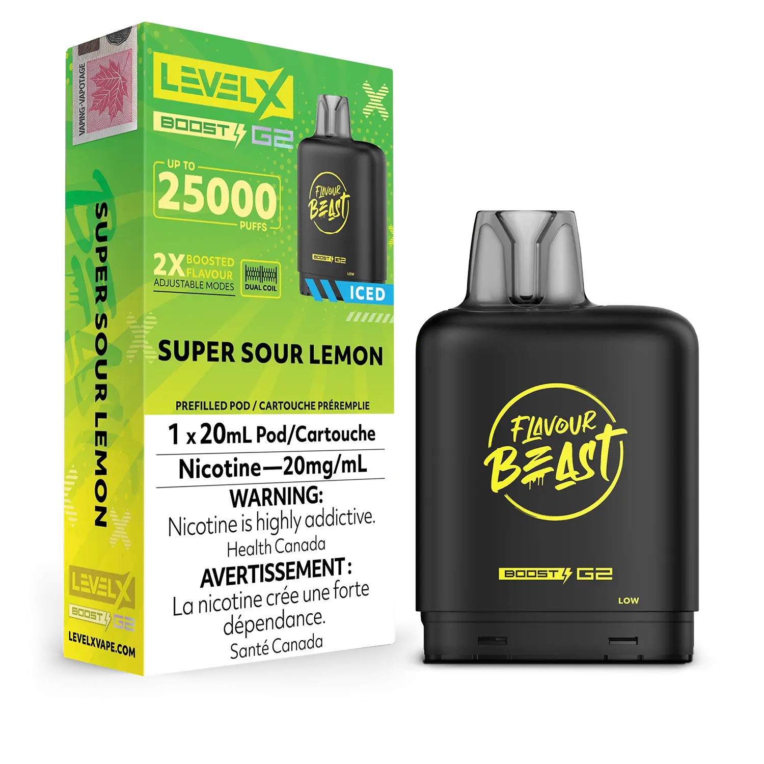 LEVEL X FLAVOUR BEAST POD 25K ON SUPER SOUR LEMON ICED