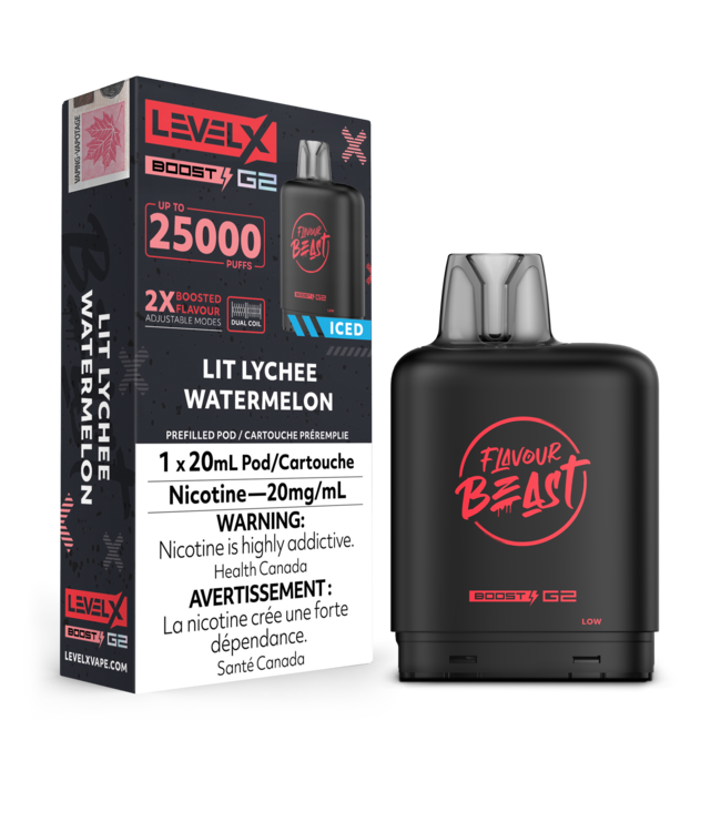 LEVEL X FLAVOUR BEAST POD 25K ON LIT LYCHEE WATERMELON