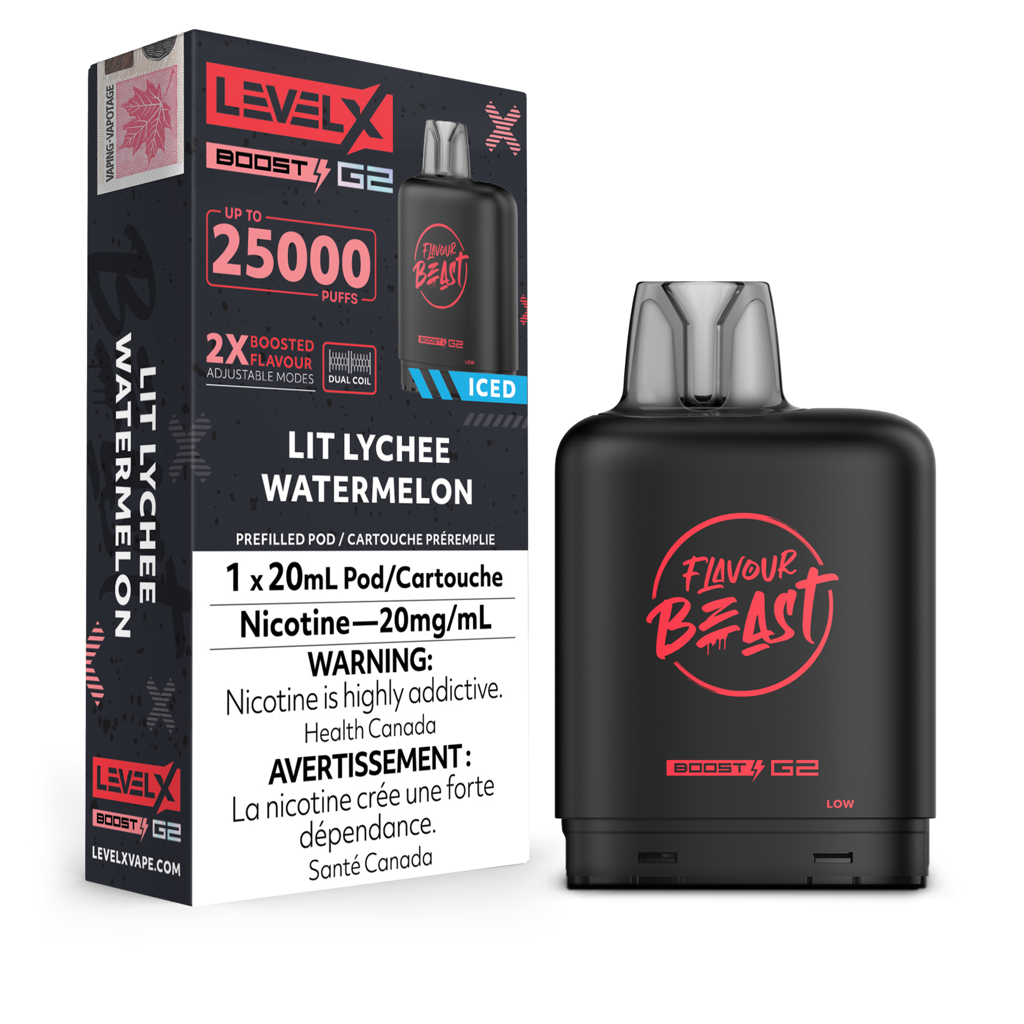 LEVEL X FLAVOUR BEAST POD 25K ON LIT LYCHEE WATERMELON