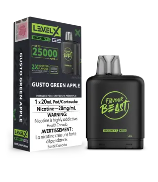 FLAVOUR BEAST LEVEL X LEVEL X FLAVOUR BEAST POD 25K ON GUSTO GREEN APPLE