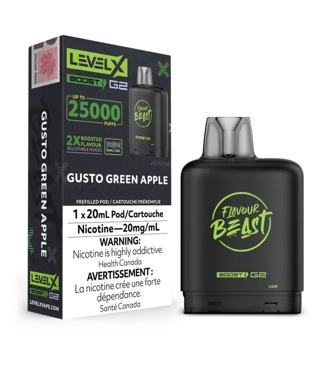 LEVEL X FLAVOUR BEAST POD 25K ON GUSTO GREEN APPLE