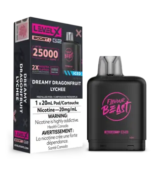 FLAVOUR BEAST LEVEL X LEVEL X FLAVOUR BEAST POD 25K ON DREAMY DRAGONFRUIT LYCHEE ICED