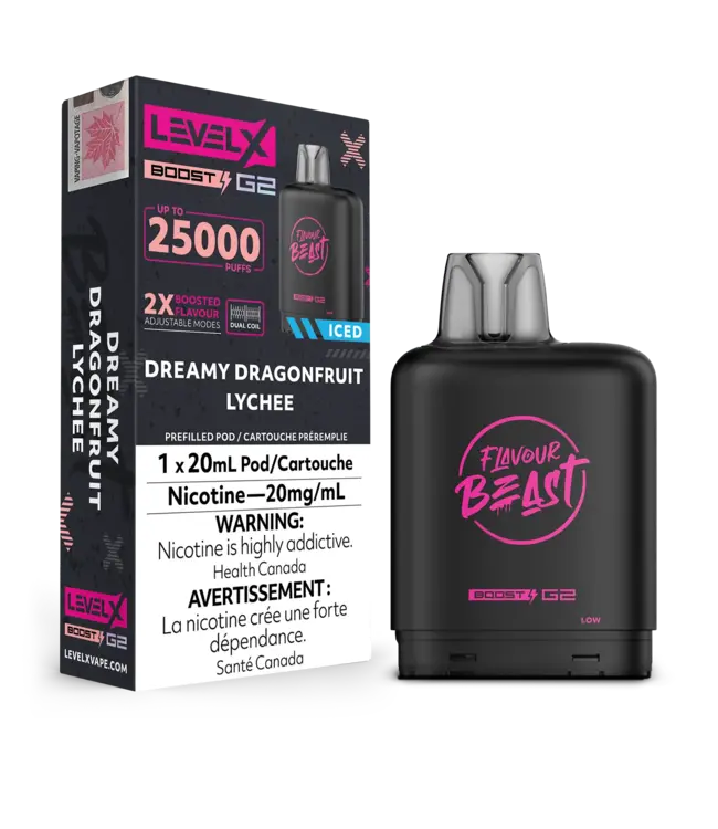 LEVEL X FLAVOUR BEAST POD 25K ON DREAMY DRAGONFRUIT LYCHEE ICED