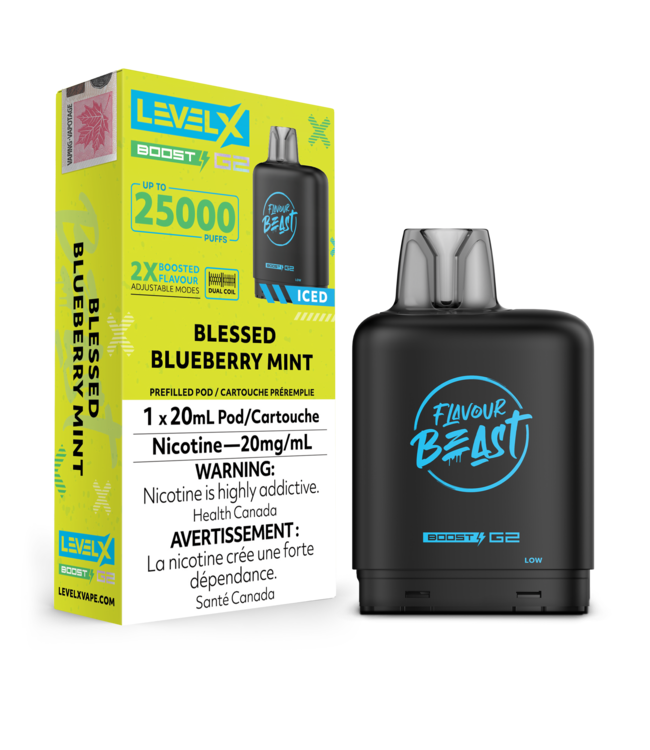 LEVEL X FLAVOUR BEAST POD 25K ON BLESSED BLUEBERRY MINT