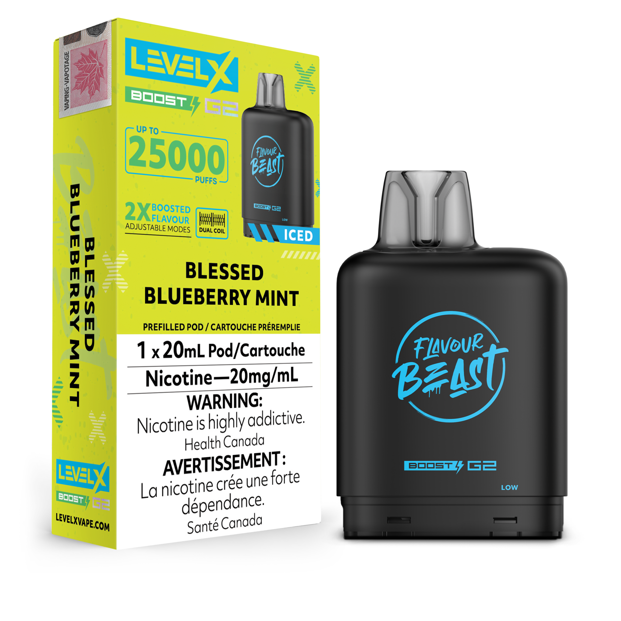LEVEL X FLAVOUR BEAST POD 25K ON BLESSED BLUEBERRY MINT