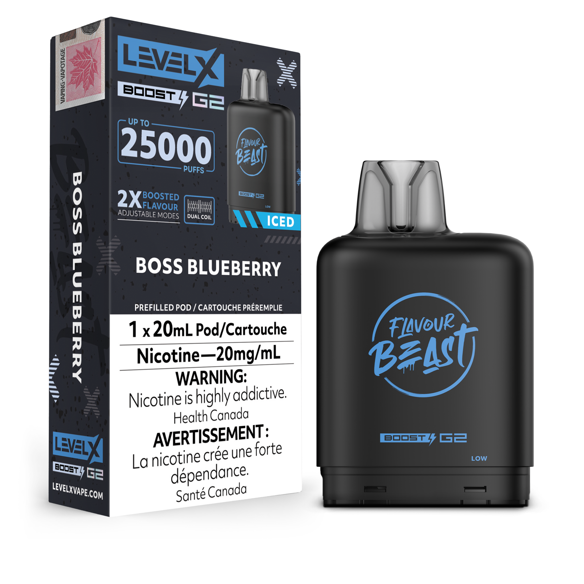 LEVEL X FLAVOUR BEAST POD 25K ON BOSS BLUE BERRY