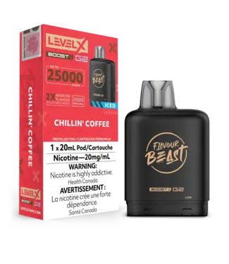 FLAVOUR BEAST LEVEL X LEVEL X FLAVOUR BEAST POD 25K ON CHILLIN COFFEE ICED