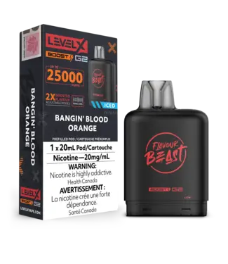 FLAVOUR BEAST LEVEL X LEVEL X FLAVOUR BEAST POD 25K ON BANGIN' BLOOD ORANGE ICED