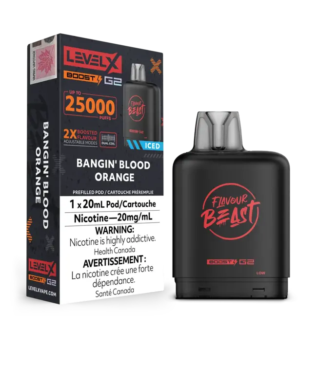 LEVEL X FLAVOUR BEAST POD 25K ON BANGIN' BLOOD ORANGE ICED