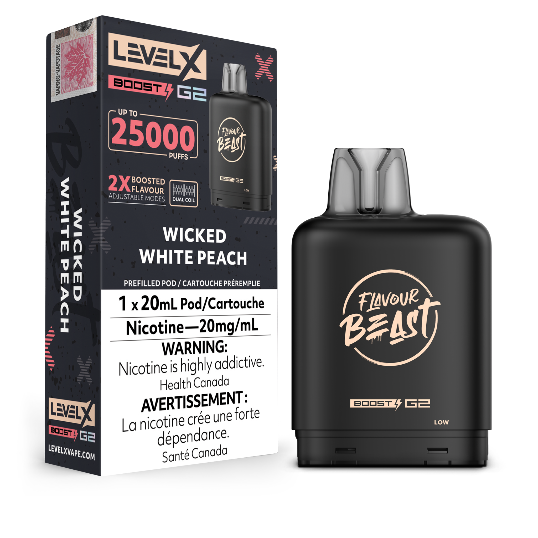 LEVEL X FLAVOUR BEAST POD 25K ON WICKED WHITE PEACH