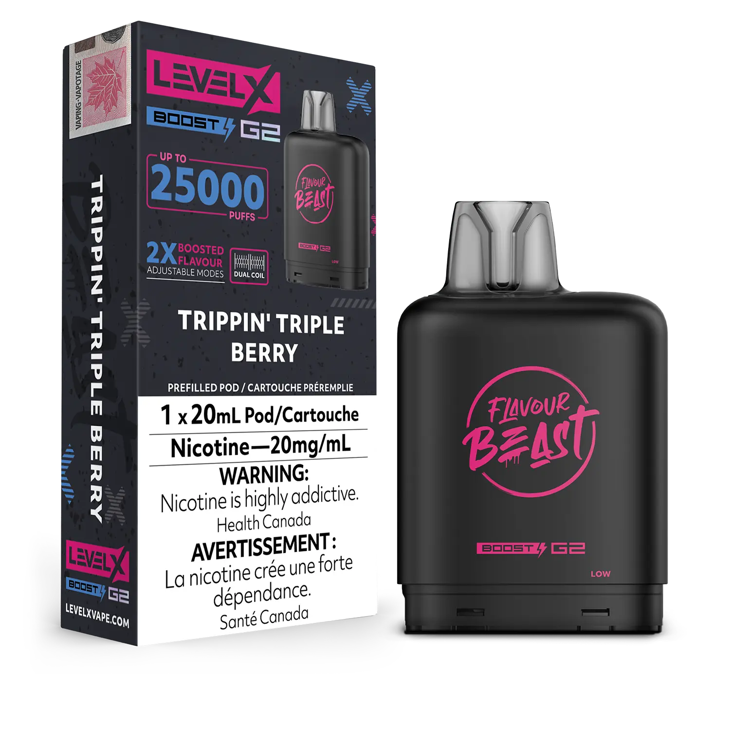 LEVEL X FLAVOUR BEAST POD 25K ON TRIPPIN' TRIPLE BERRY