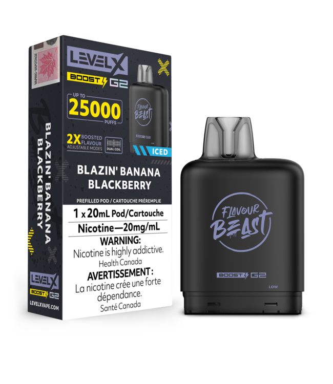 LEVEL X FLAVOUR BEAST POD 25K ON BLAZIN BANANA BLACKBERRY
