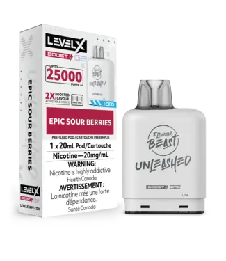 FLAVOUR BEAST LEVEL X FLAVOUR BEAST UNLEASHED LEVEL X 25K ON EPIC SOUR BERRIES