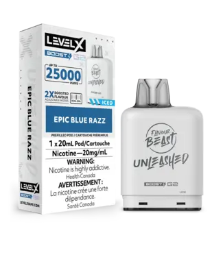FLAVOUR BEAST LEVEL X FLAVOUR BEAST UNLEASHED LEVEL X 25K ON EPIC BLUE RAZZ
