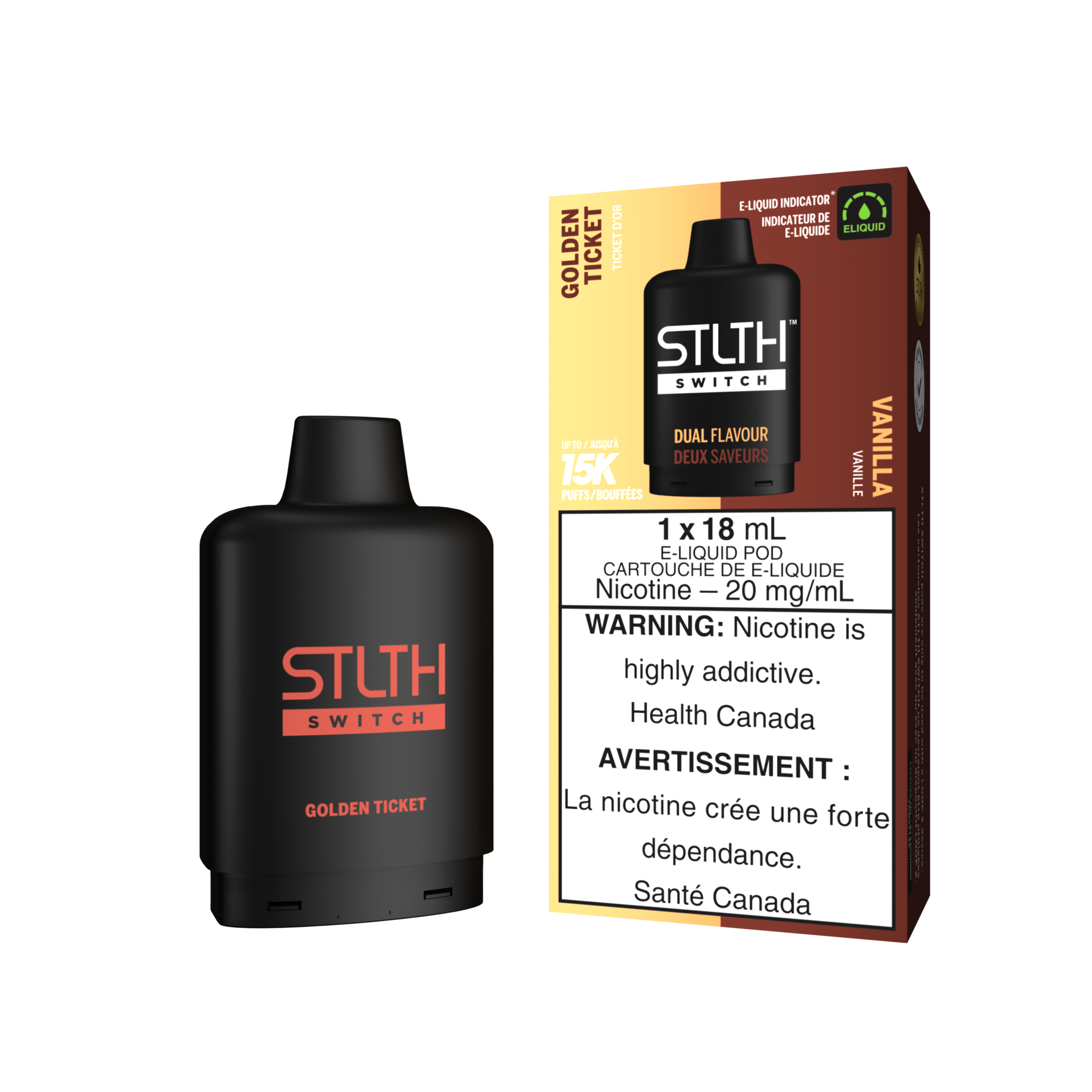 STLTH SWITCH PODS ON GOLDEN TICKET & VANILLA