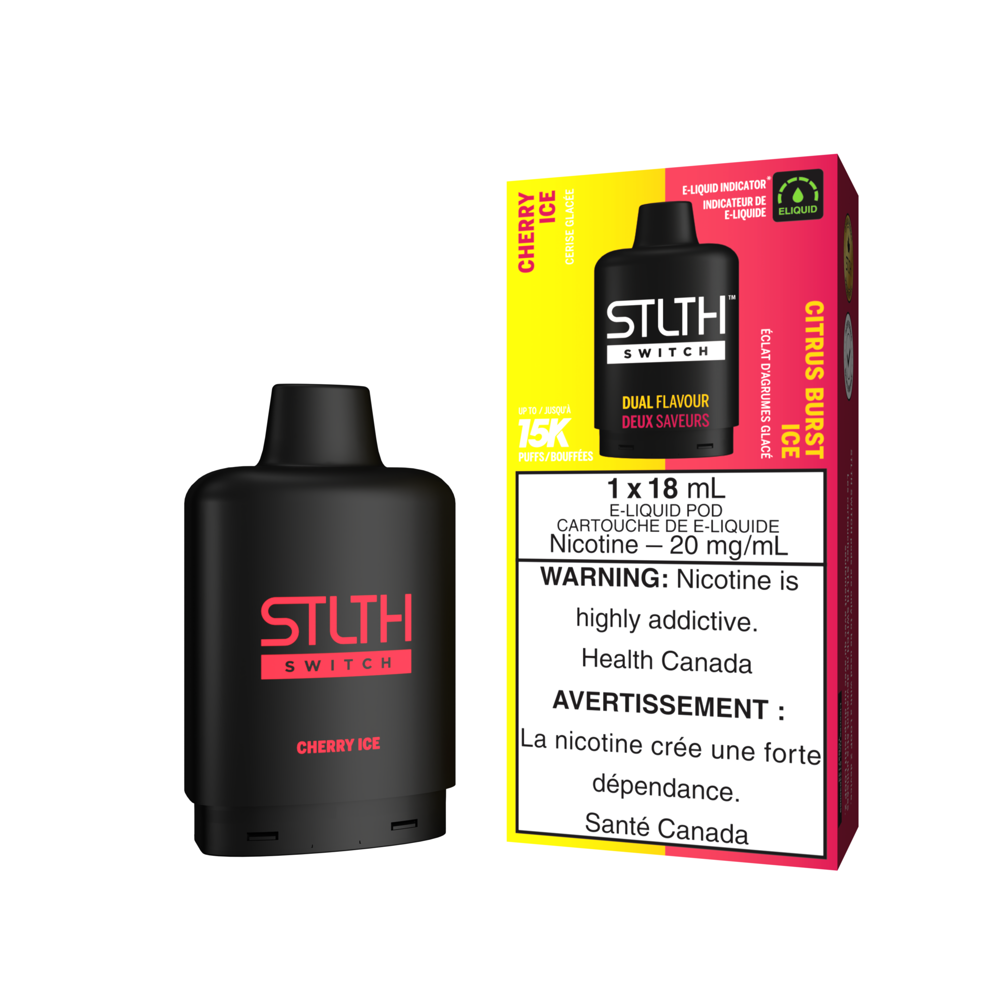 STLTH SWITCH PODS ON CHERRY ICE & CITRUS BURST ICE