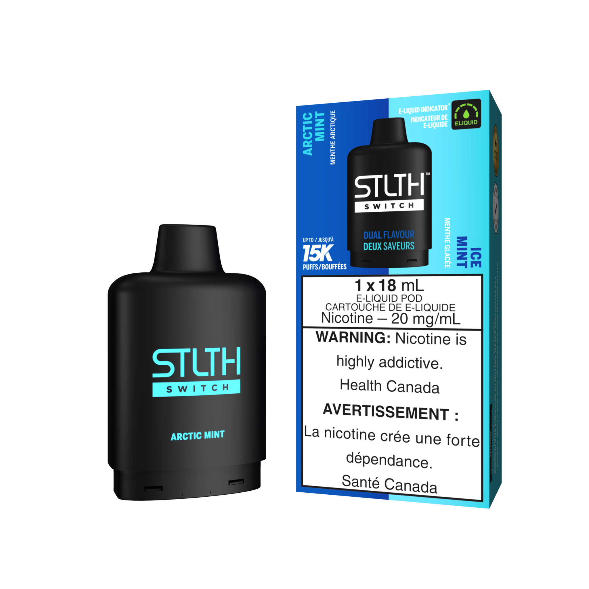 STLTH SWITCH PODS ON ARCTIC MINT & ICE MINT