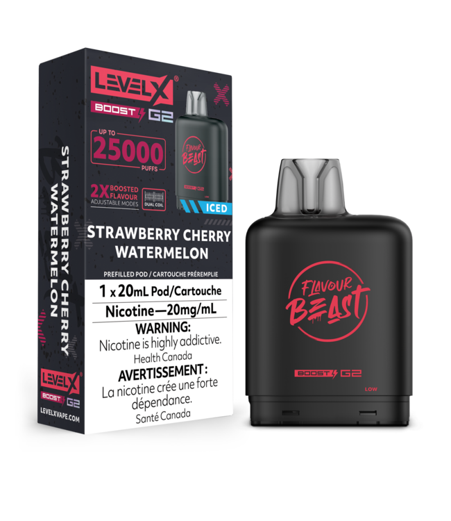LEVEL X FLAVOUR BEAST POD 25K ON STRAWBERRY CHERRY WATERMELON