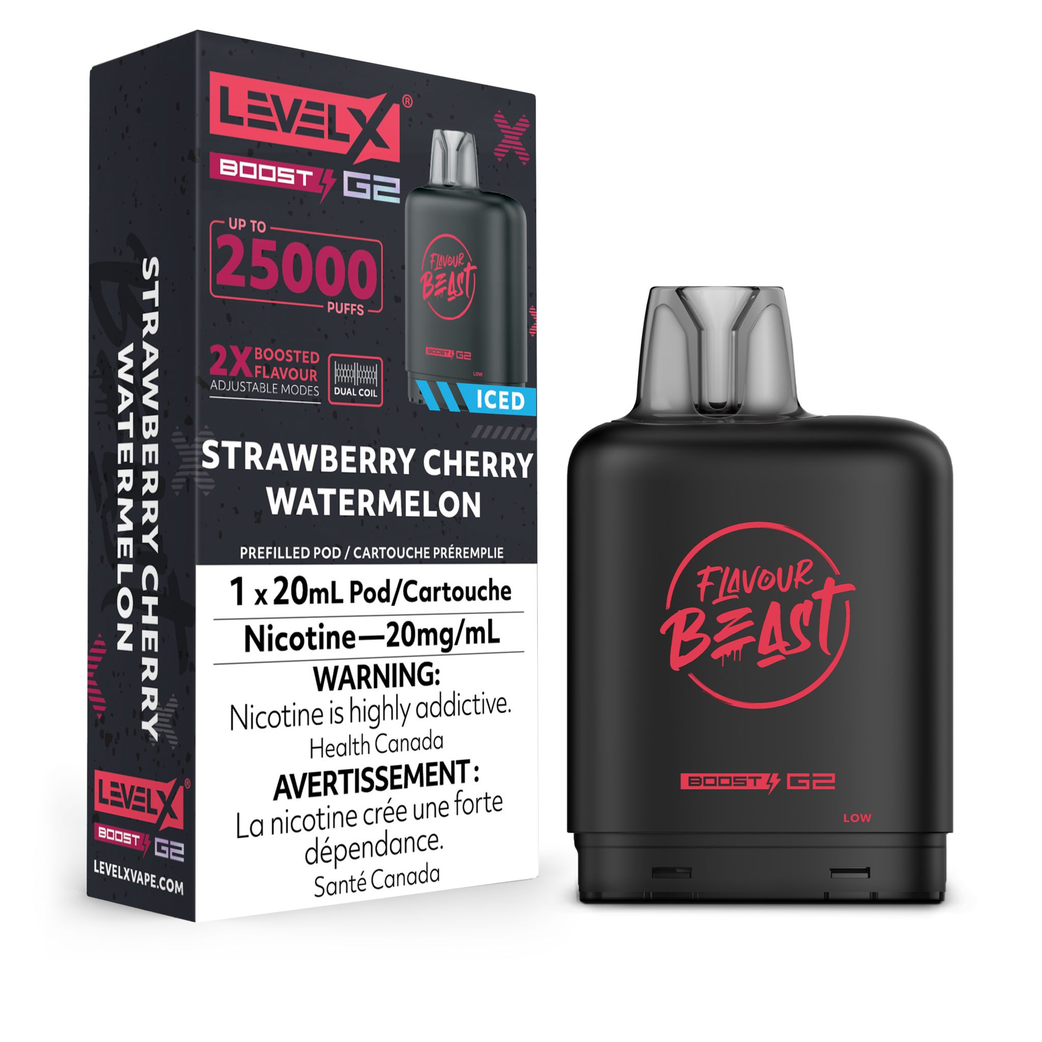LEVEL X FLAVOUR BEAST POD 25K ON STRAWBERRY CHERRY WATERMELON
