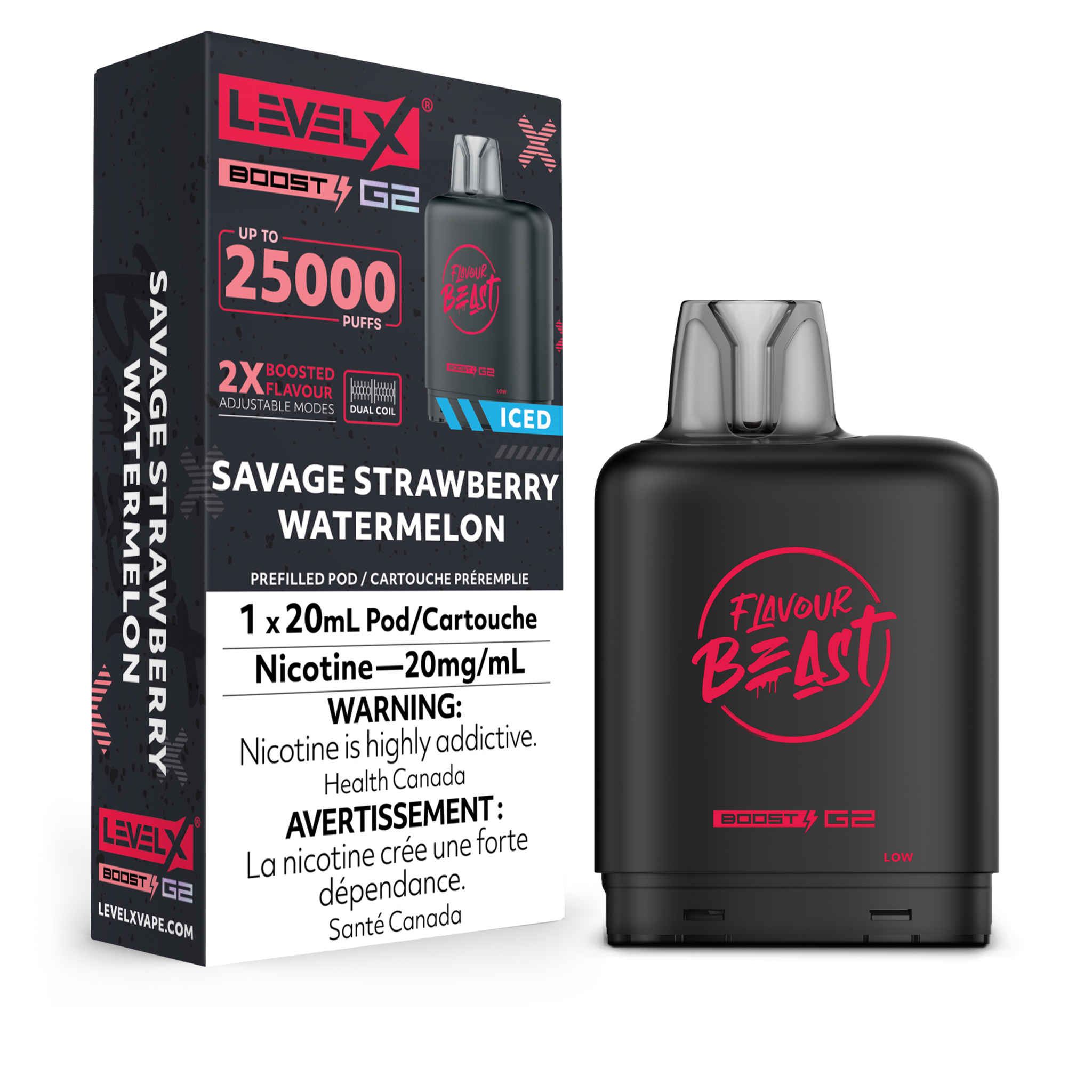 LEVEL X FLAVOUR BEAST POD 25K ON SAVAGE STRAWBERRY WATERMELON
