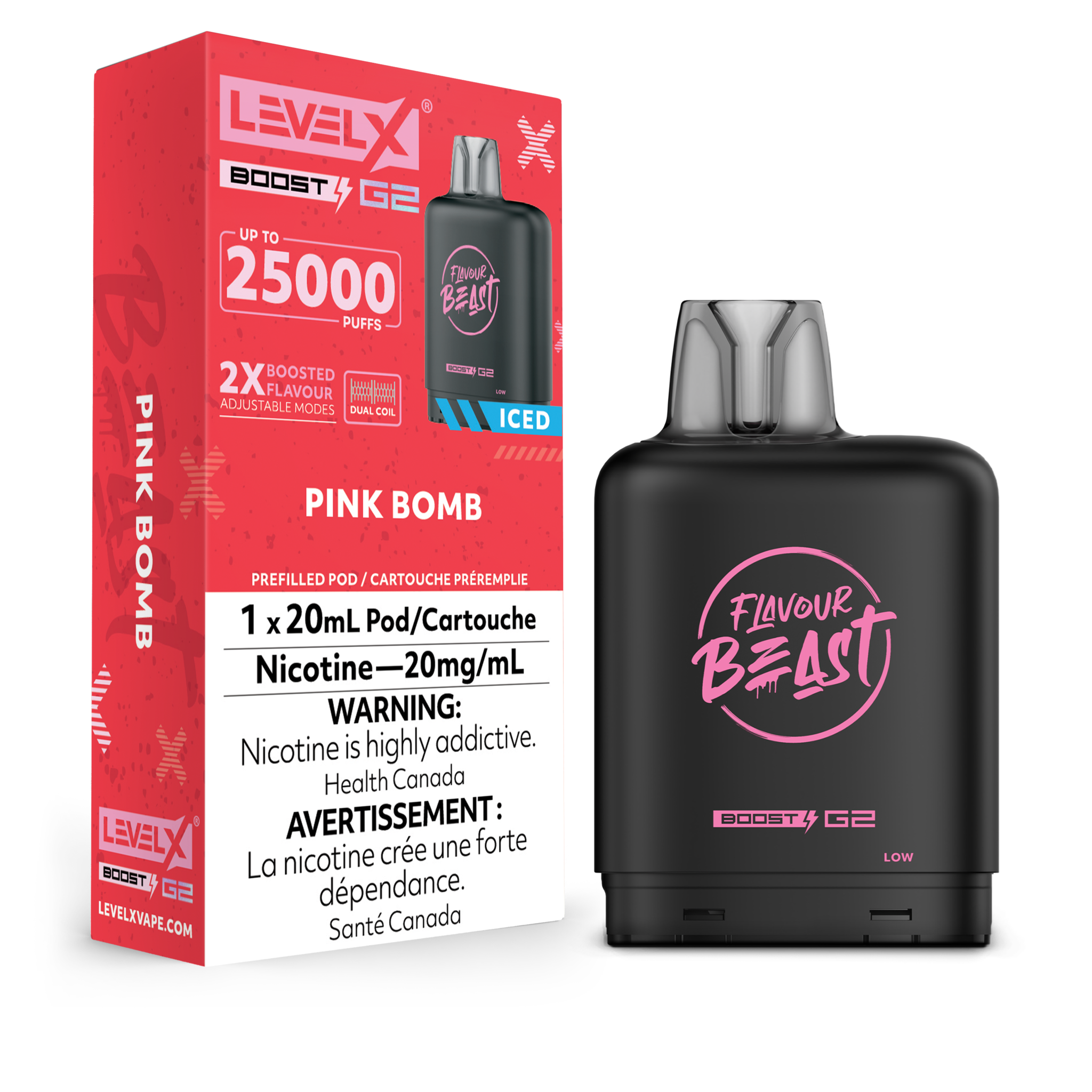 LEVEL X FLAVOUR BEAST POD 25K ON PINK BOMB