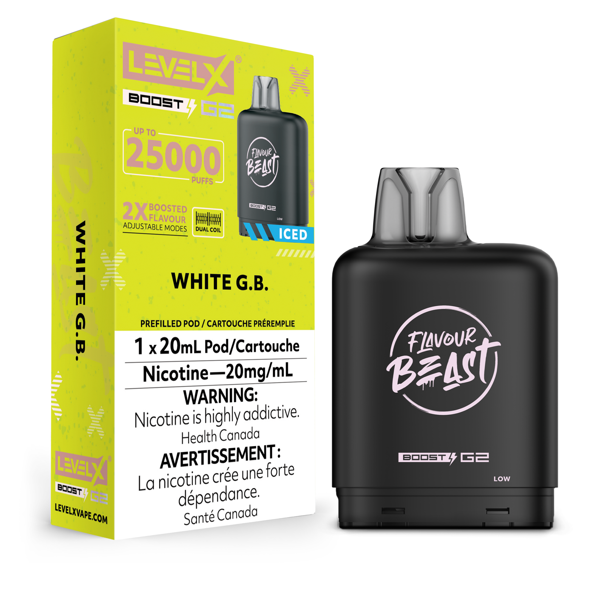 LEVEL X FLAVOUR BEAST POD 25K ON WHITE G.B.