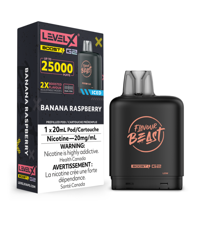 LEVEL X FLAVOUR BEAST POD 25K ON BANANA RASPBERRY