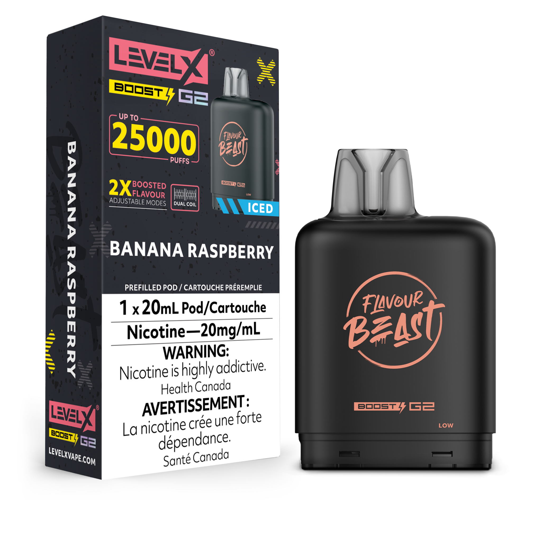 LEVEL X FLAVOUR BEAST POD 25K ON BANANA RASPBERRY