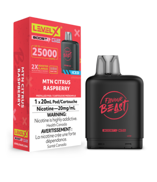 FLAVOUR BEAST LEVEL X LEVEL X FLAVOUR BEAST POD 25K ON MTN CITRUS RASPBERRY