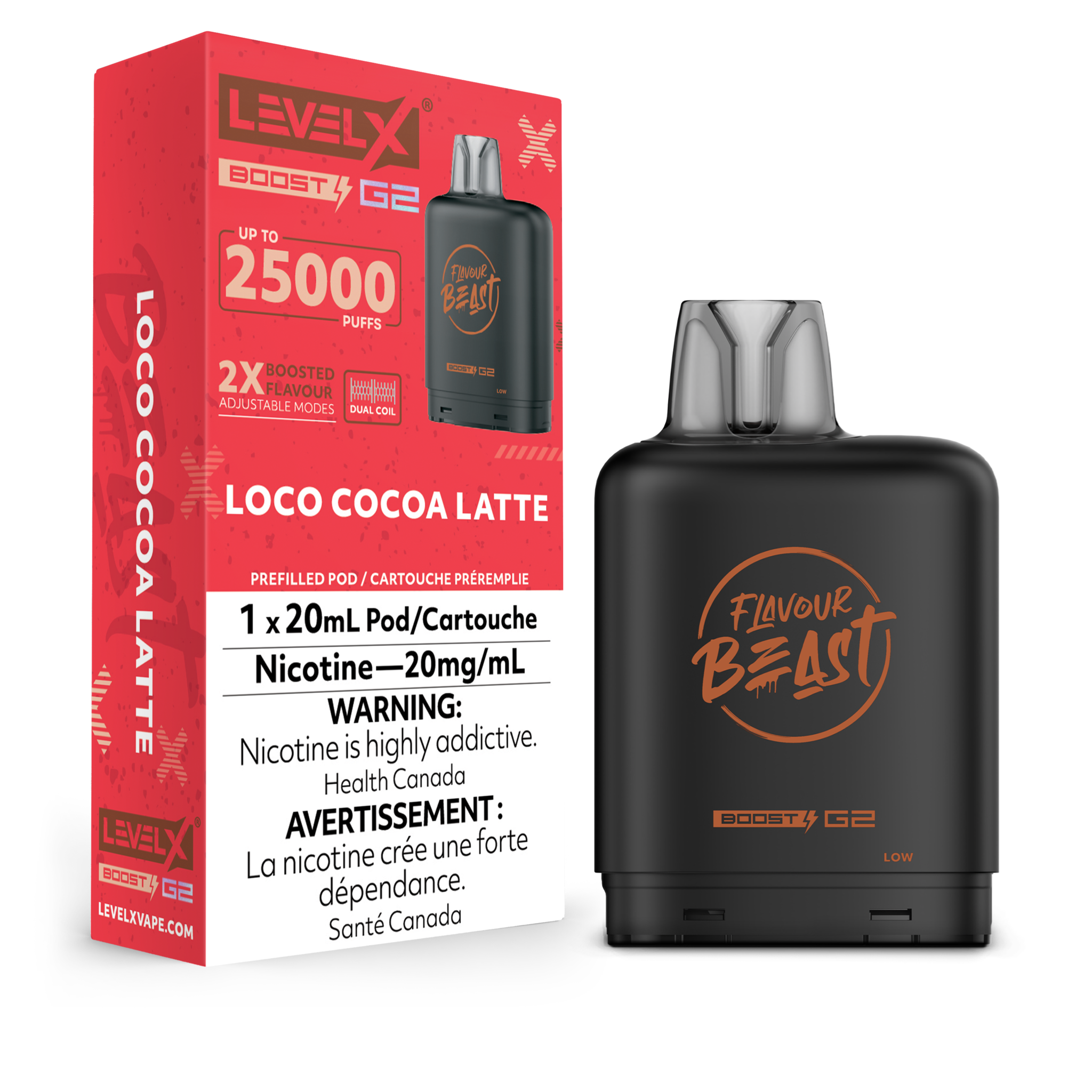 LEVEL X FLAVOUR BEAST POD 25K ON LOCO COCOA LATTE