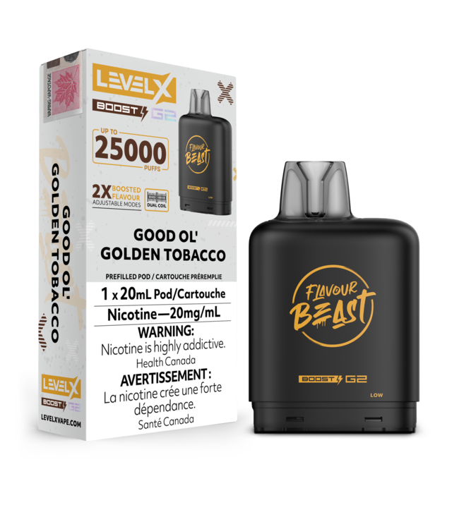 LEVEL X FLAVOUR BEAST POD 25K ON GOLDEN TOBACCO