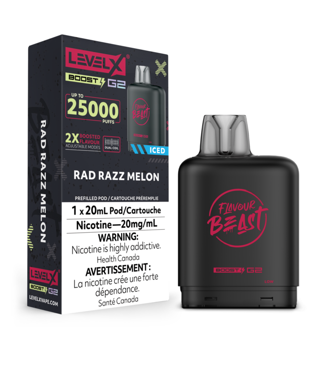 LEVEL X FLAVOUR BEAST POD 25K ON RAD RAZZ MELON