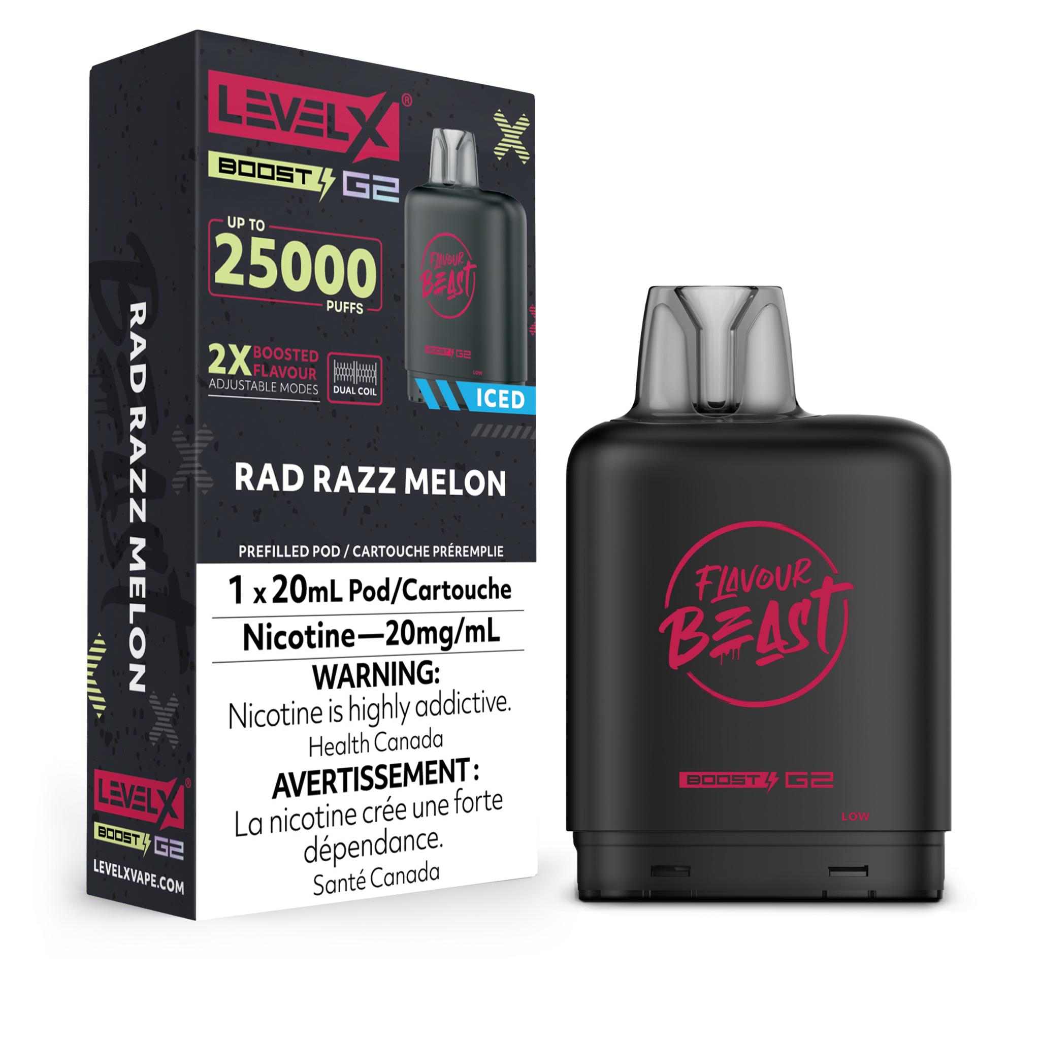 LEVEL X FLAVOUR BEAST POD 25K ON RAD RAZZ MELON