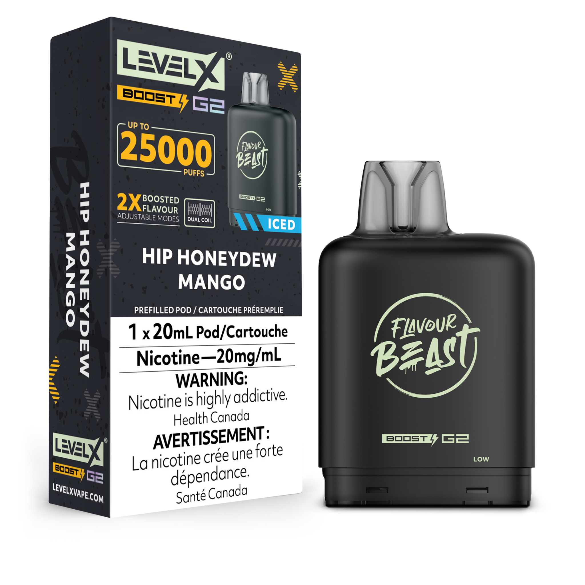 LEVEL X FLAVOUR BEAST POD 25K ON HIP HONEYDEW MANGO