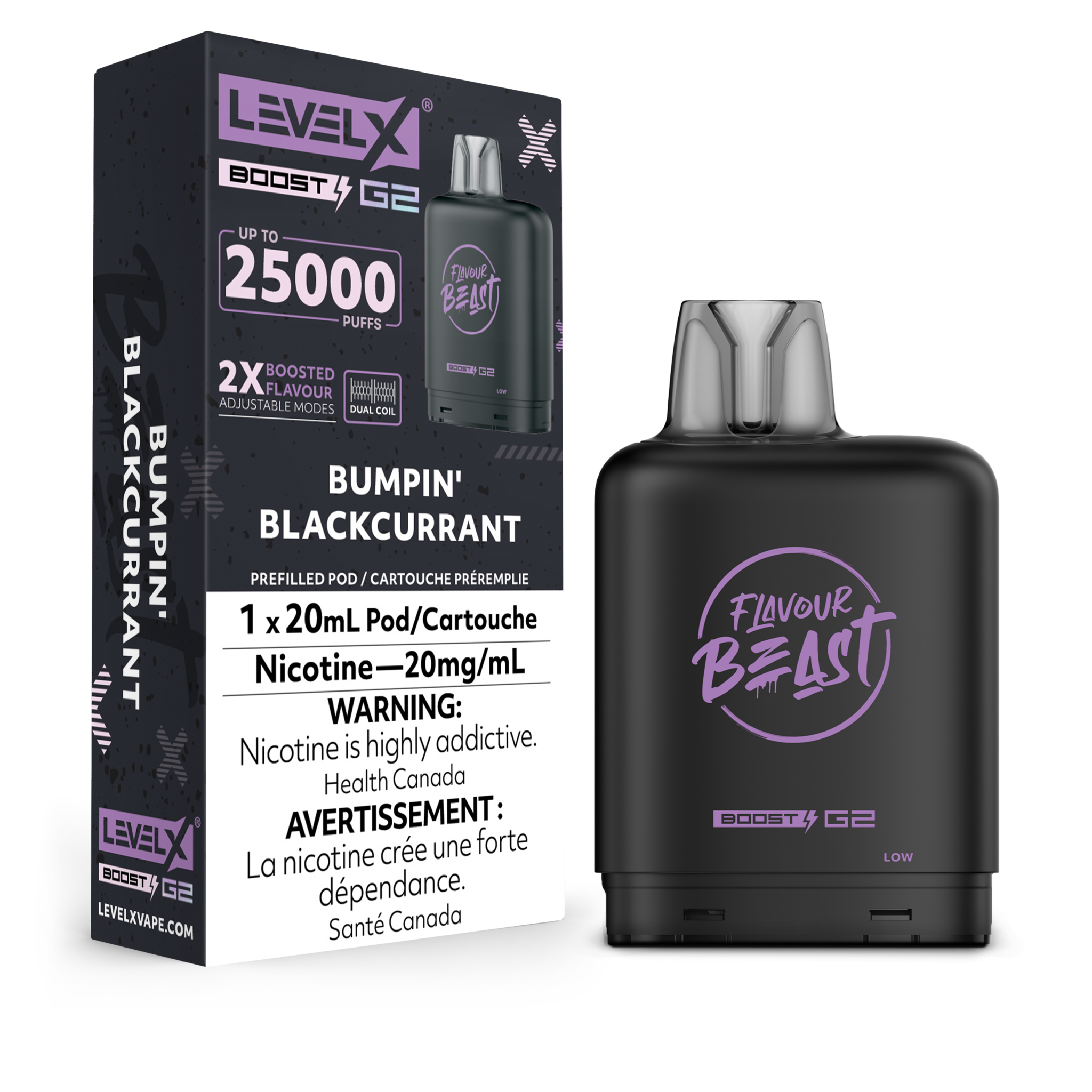 LEVEL X FLAVOUR BEAST POD 25K ON BUMPIN' BLACKCURRANT